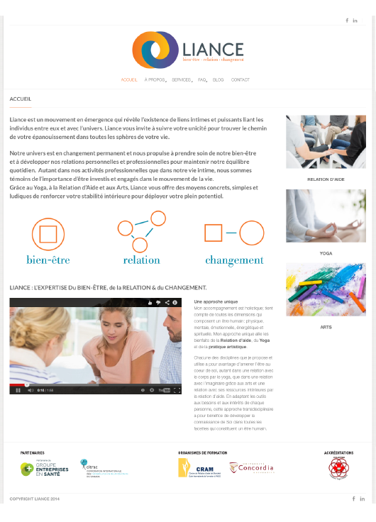 Agitatrice de solutions - Projet Liance - Branding - Communication - Site Web - Page d'accueil