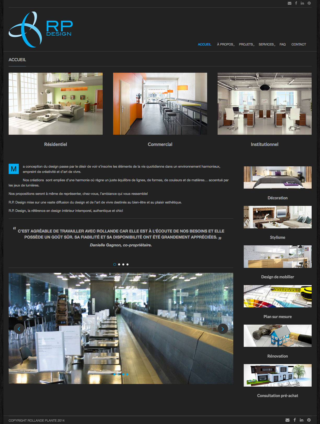 Agitatrice de solutions - Projet RP Design - Branding - Communication - Site Web - Page d'acueil